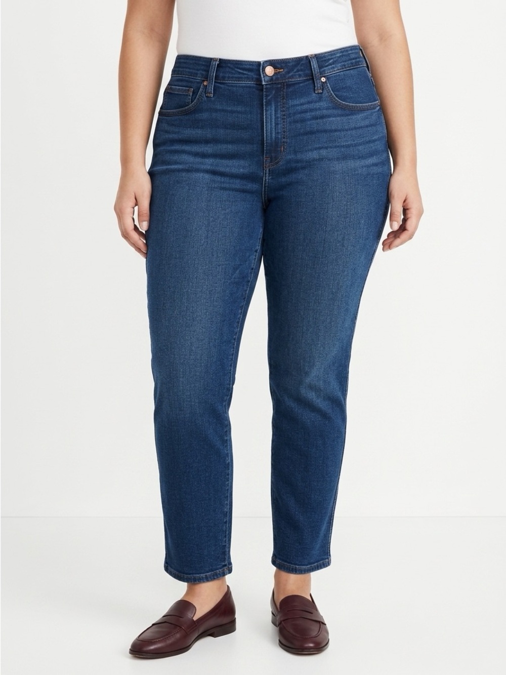 Madewell Curvy Mid Rise Stovepipe Jeans Straight Leg Stretch Denim Blue 24W